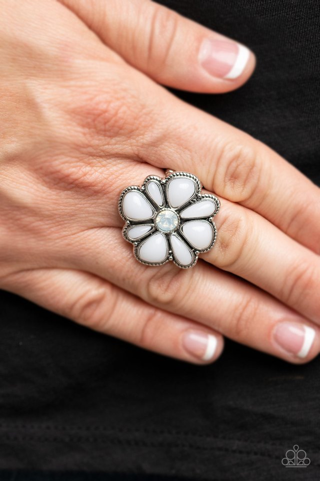 Meadow Mystique  - White - Paparazzi Ring Image