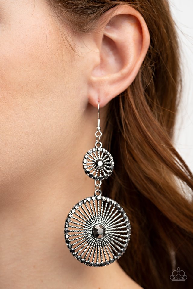 Bring Down the WHEELHOUSE - Silver - Paparazzi Earring Image