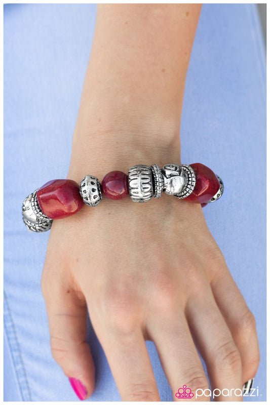 Pulsera Paparazzi ~ Rock Steady - Roja