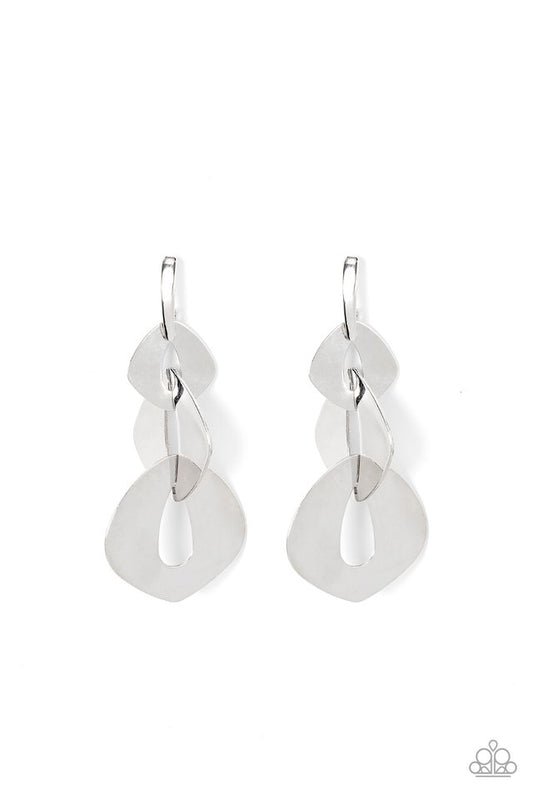 Enveloped in Edge - Silver - Paparazzi Earring Image