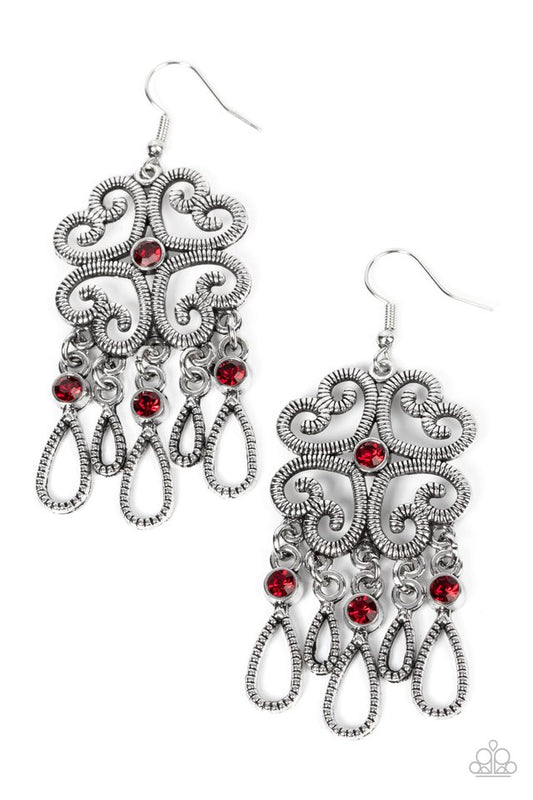 Majestic Makeover - Red - Paparazzi Earring Image