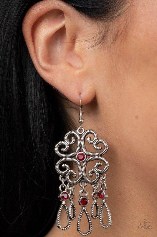 Majestic Makeover - Red - Paparazzi Earring Image