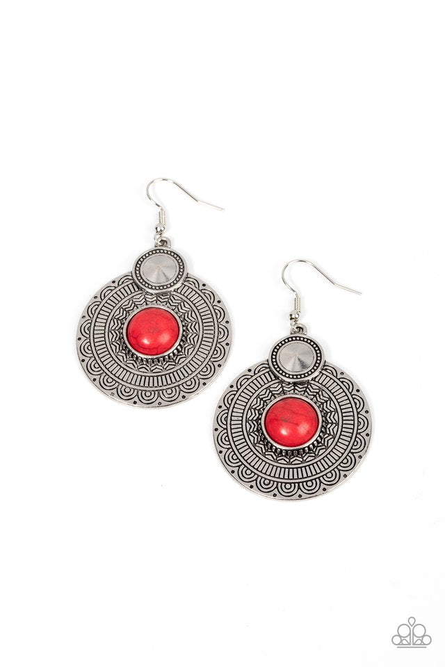 Terra Throwdown - Red - Paparazzi Earring Image