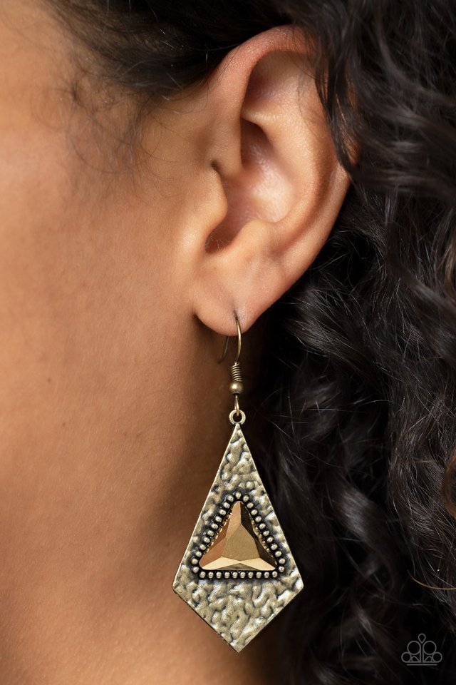 Cosmic Destination - Brass - Paparazzi Earring Image