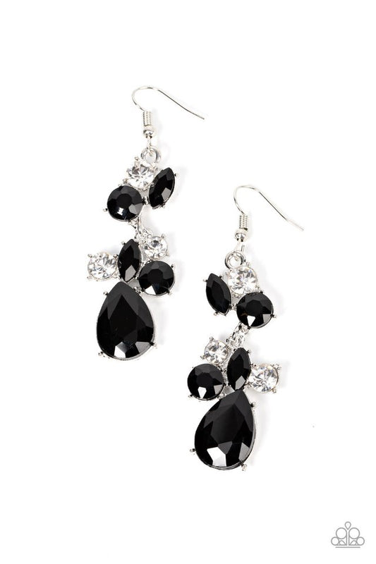 Rhinestone Reveler - Black - Paparazzi Earring Image