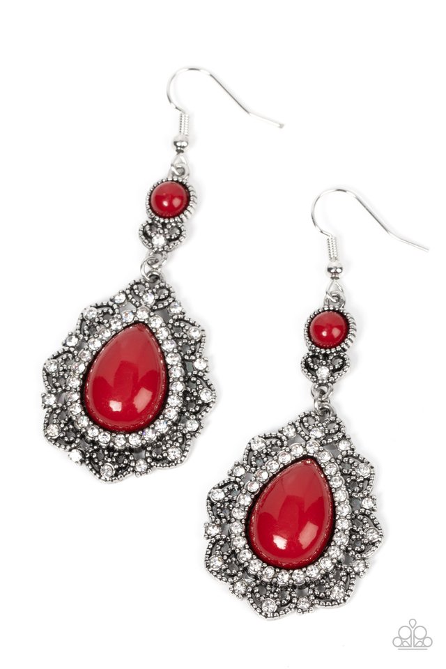 Palace Bribe - Red - Paparazzi Earring Image