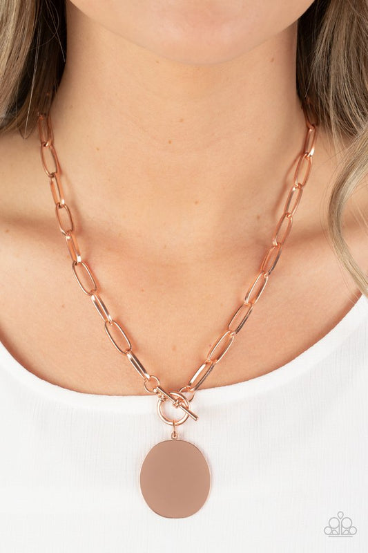 Tag Out - Copper - Paparazzi Necklace Image