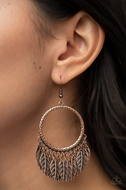 FOWL Tempered - Copper - Paparazzi Earring Image