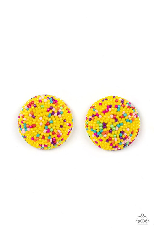 Kaleidoscope Sky - Yellow - Paparazzi Earring Image