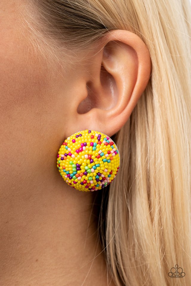 Kaleidoscope Sky - Yellow - Paparazzi Earring Image