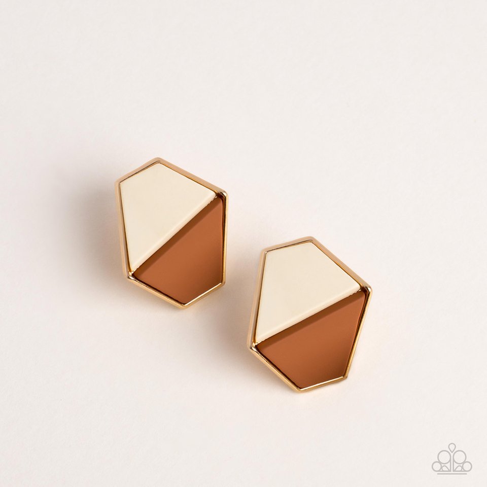 Generically Geometric - Brown - Paparazzi Earring Image