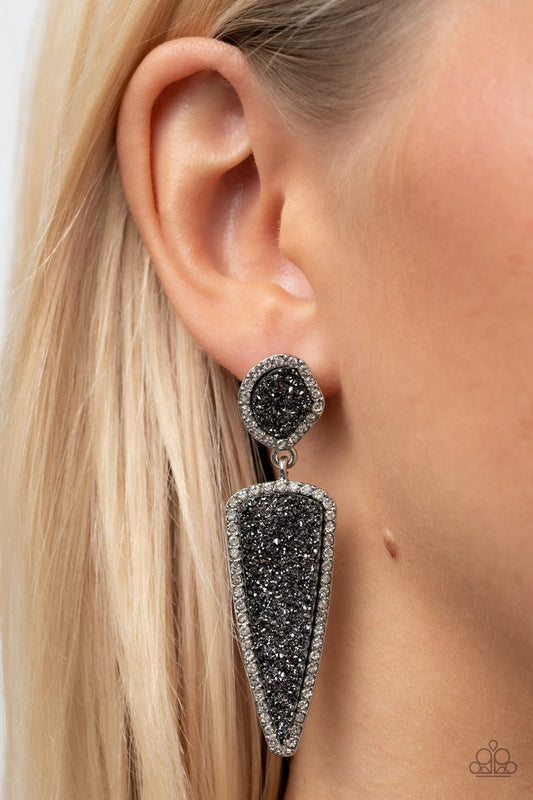 Druzy Desire - Silver - Paparazzi Earring Image