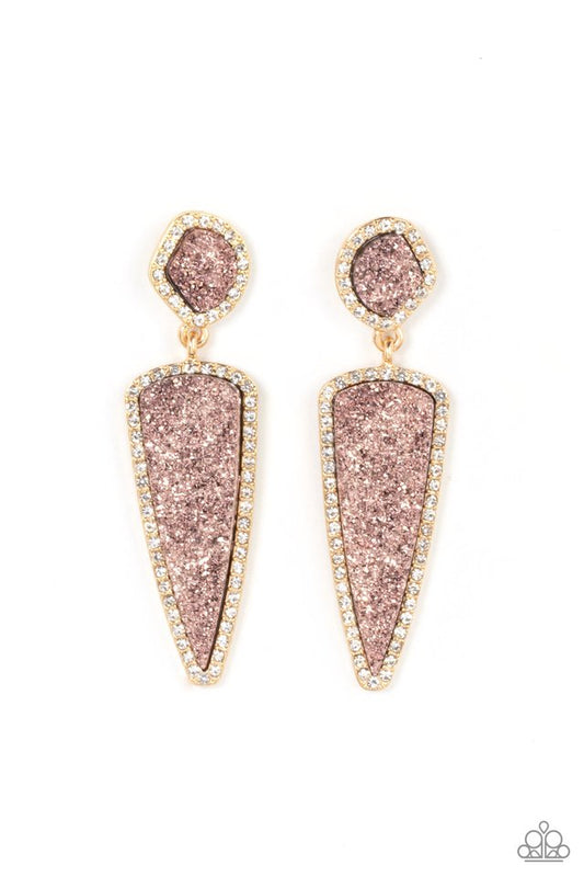 ​Druzy Desire - Gold - Paparazzi Earring Image