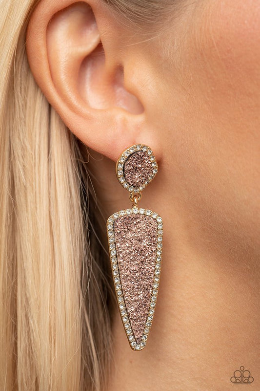 ​Druzy Desire - Gold - Paparazzi Earring Image