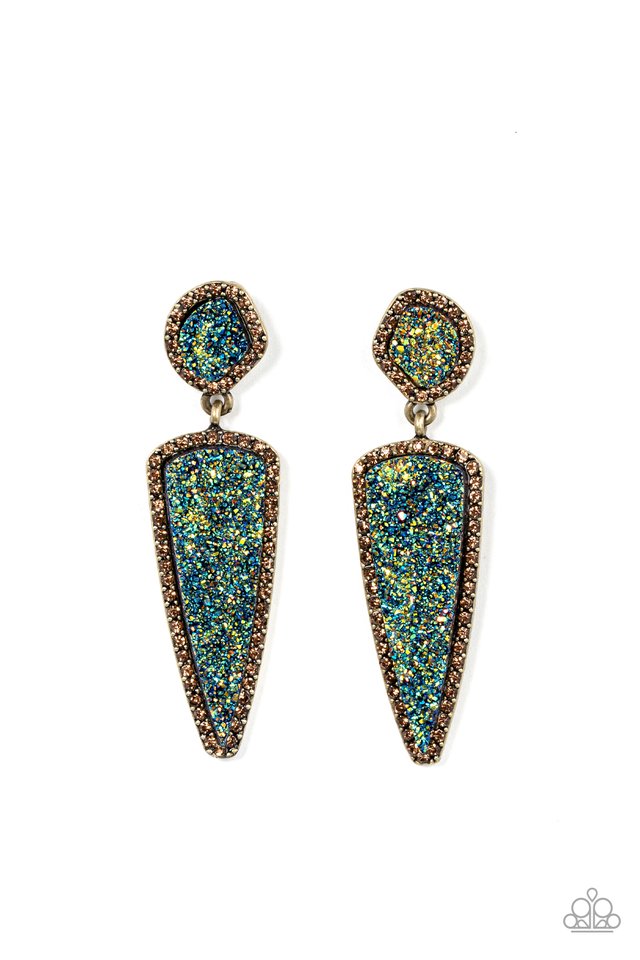 Druzy Desire - Brass - Paparazzi Earring Image