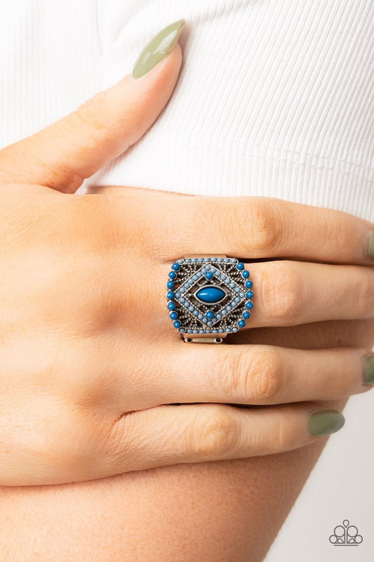 Amplified Aztec - Blue - Paparazzi Ring Image