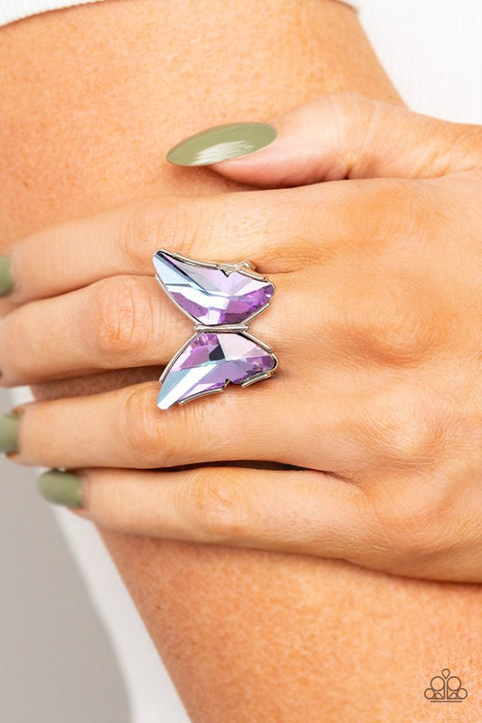 Fluorescent Flutter - Purple - Paparazzi Ring Image