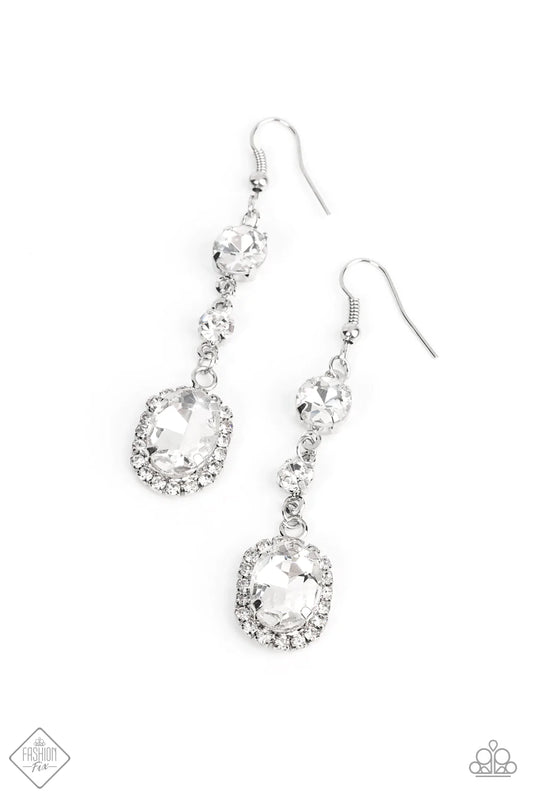 Paparazzi Earring ~ Glass Slipper Sparkle - White