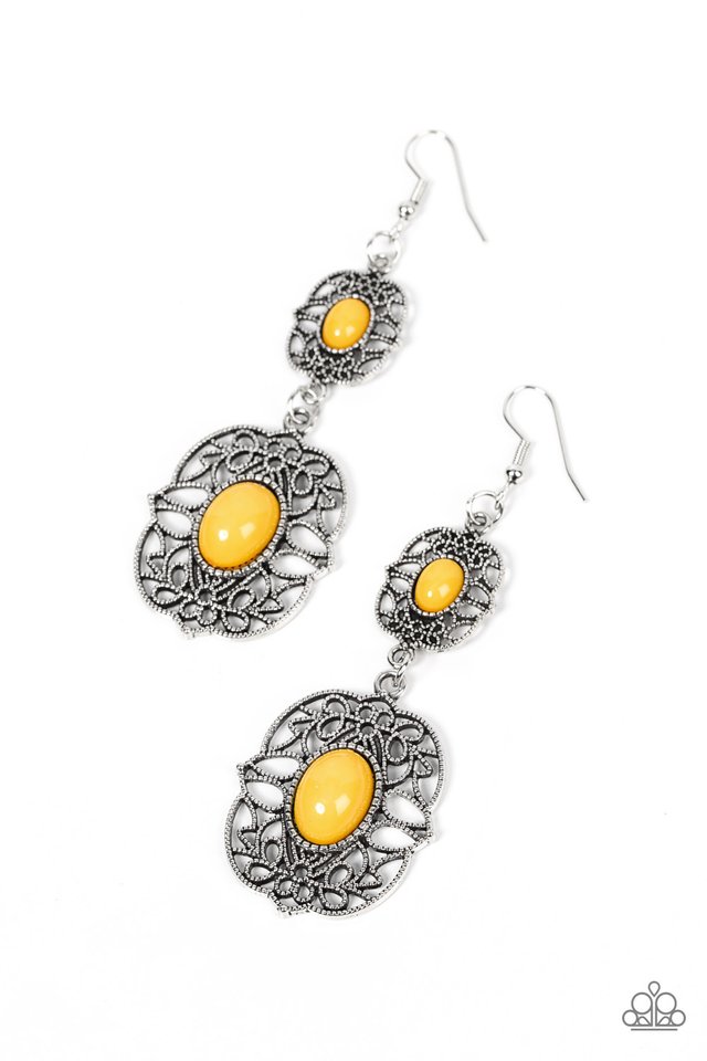 Victorian Villa - Yellow - Paparazzi Earring Image