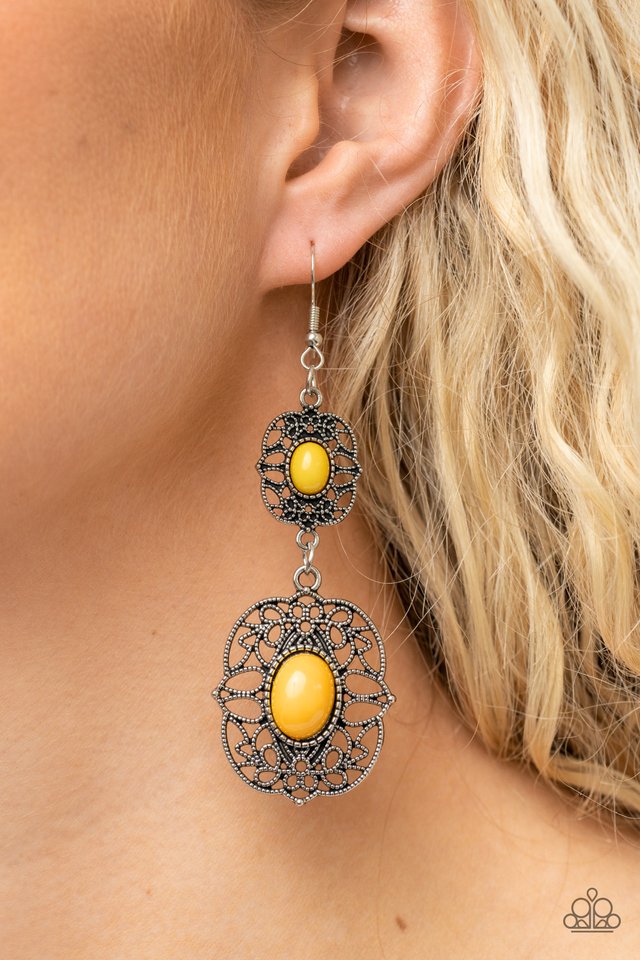 Victorian Villa - Yellow - Paparazzi Earring Image