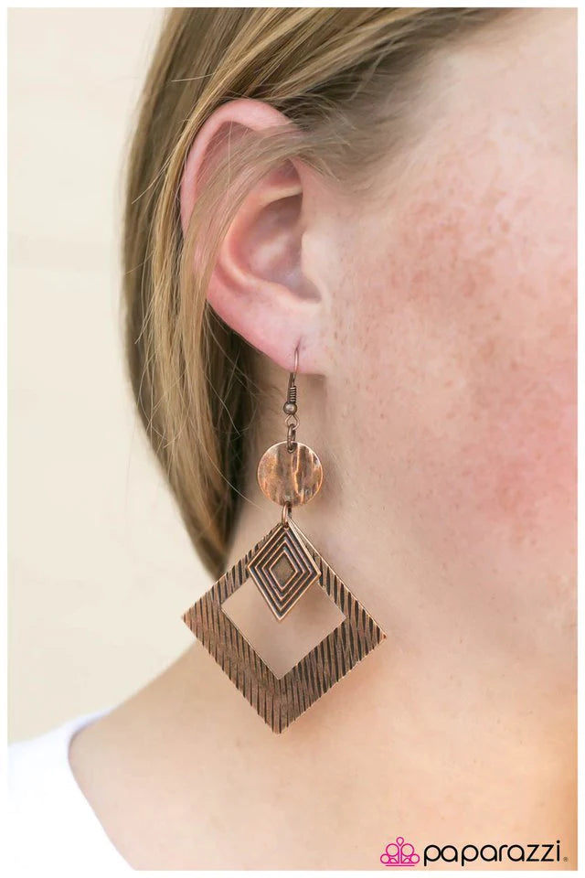 Paparazzi Earring ~ Making The Cut - Copper