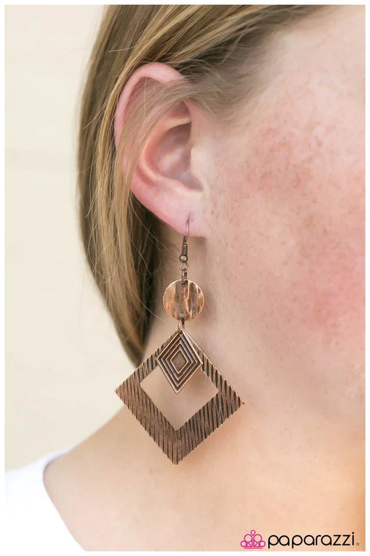 Paparazzi Earring ~ Making The Cut - Copper