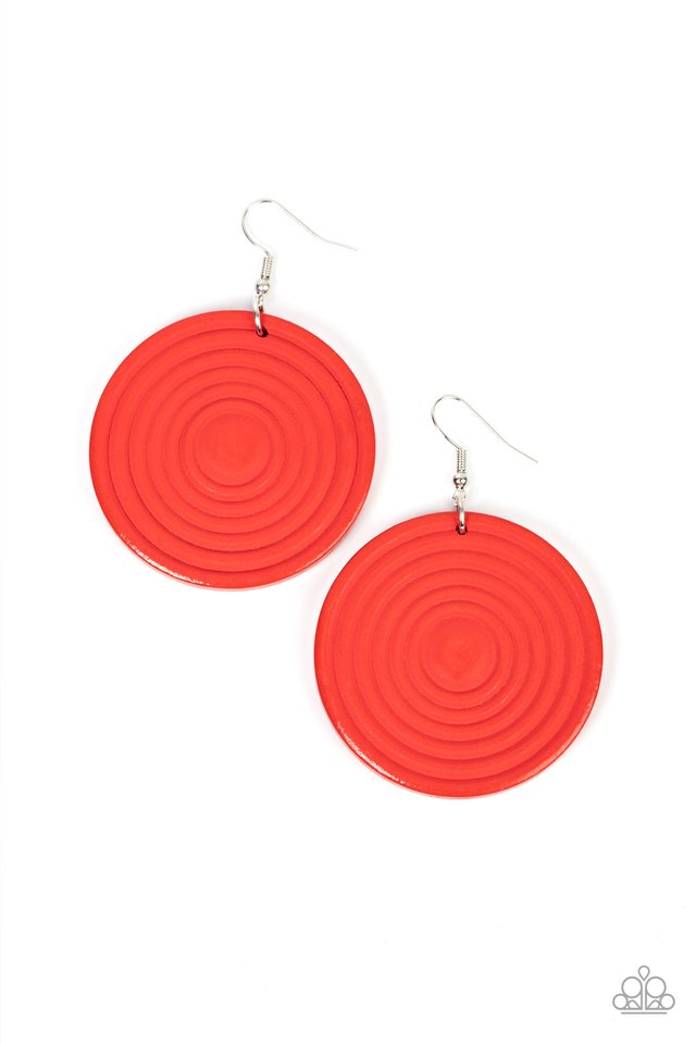 Caribbean Cymbal - Red - Paparazzi Earring Image