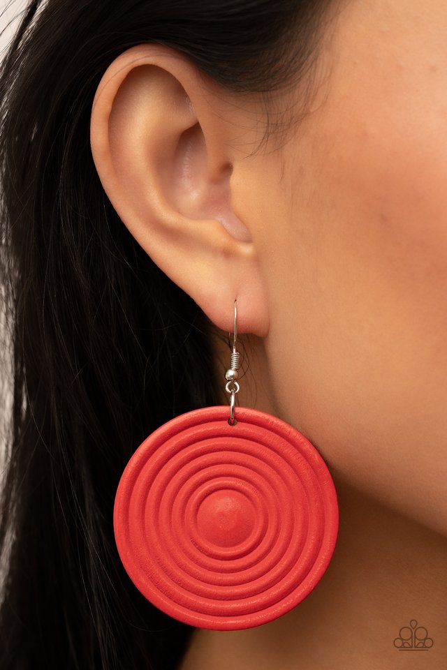 Caribbean Cymbal - Red - Paparazzi Earring Image