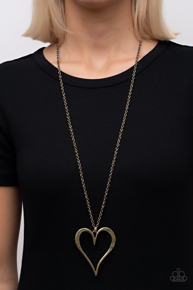 Hopelessly In Love - Brass - Paparazzi Necklace Image