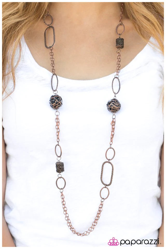 Paparazzi Necklace ~ Totally Twisted - Copper