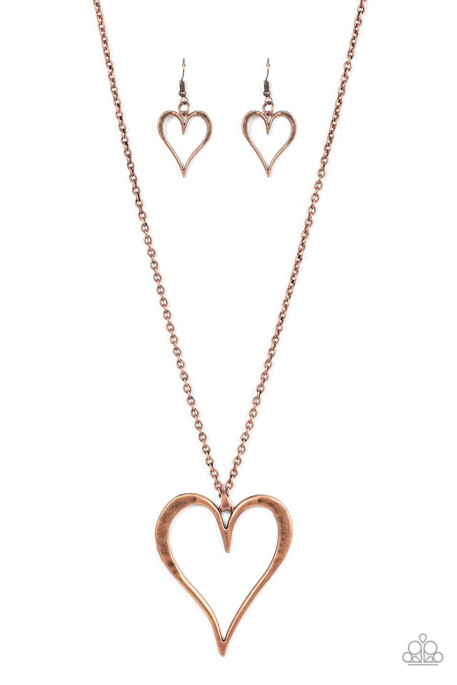 Hopelessly In Love - Copper - Paparazzi Necklace Image