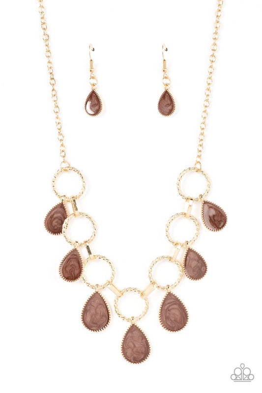 Golden Glimmer - Brown - Paparazzi Necklace Image