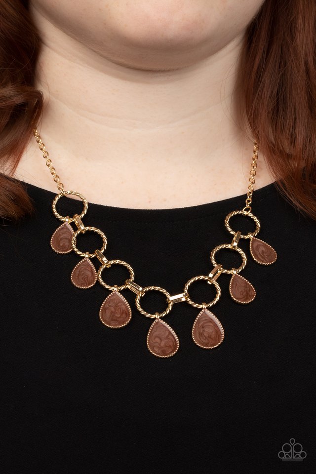 Golden Glimmer - Brown - Paparazzi Necklace Image