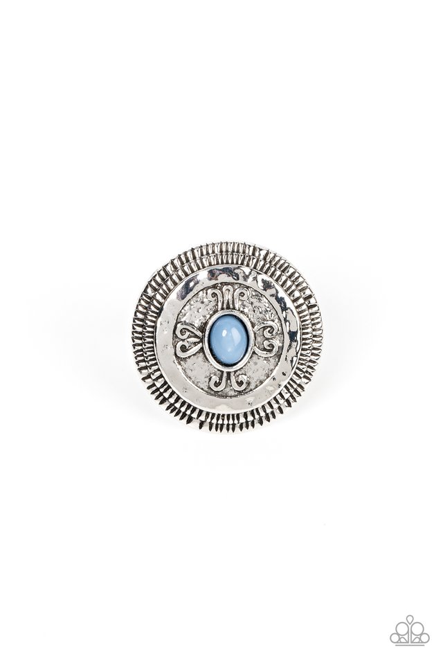 All Things Must COMPASS - Blue - Paparazzi Ring Image