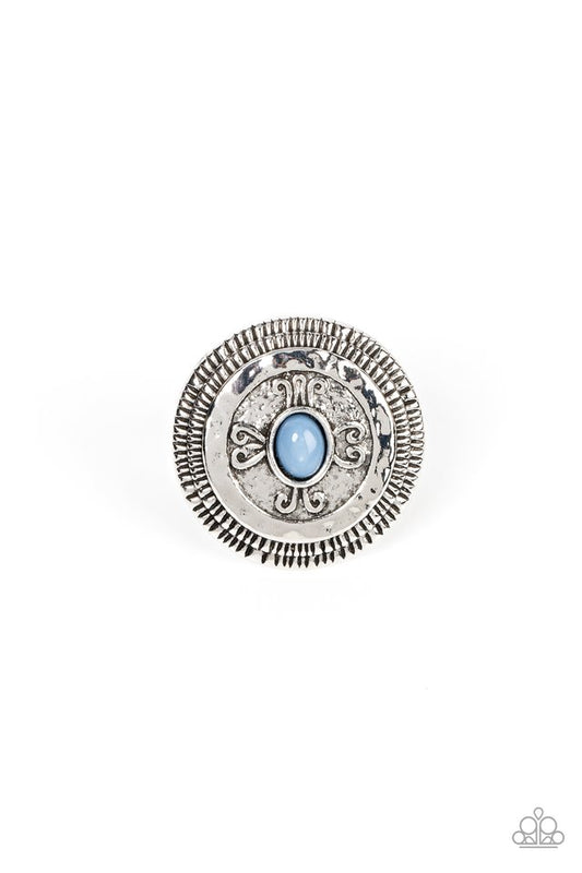 All Things Must COMPASS - Blue - Paparazzi Ring Image