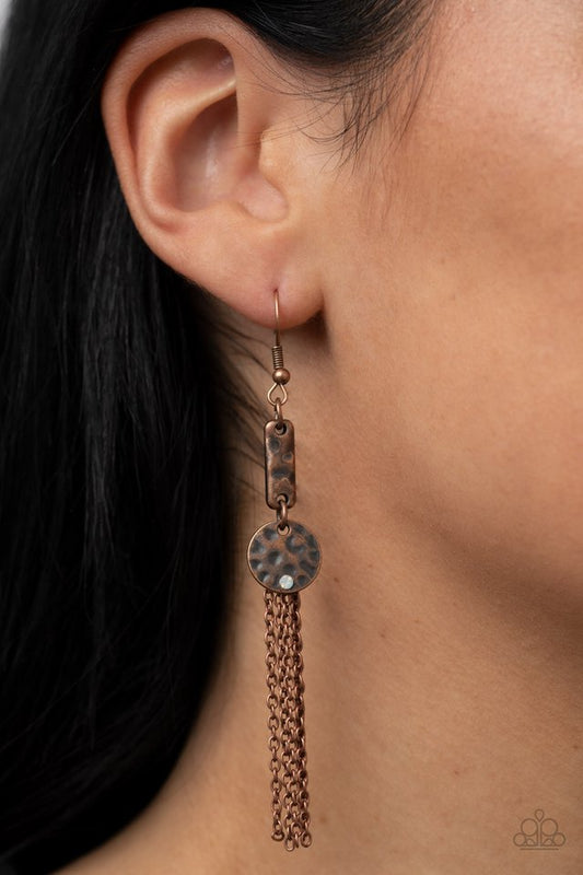 Twinkle Twinkle Little Trinket - Copper - Paparazzi Earring Image