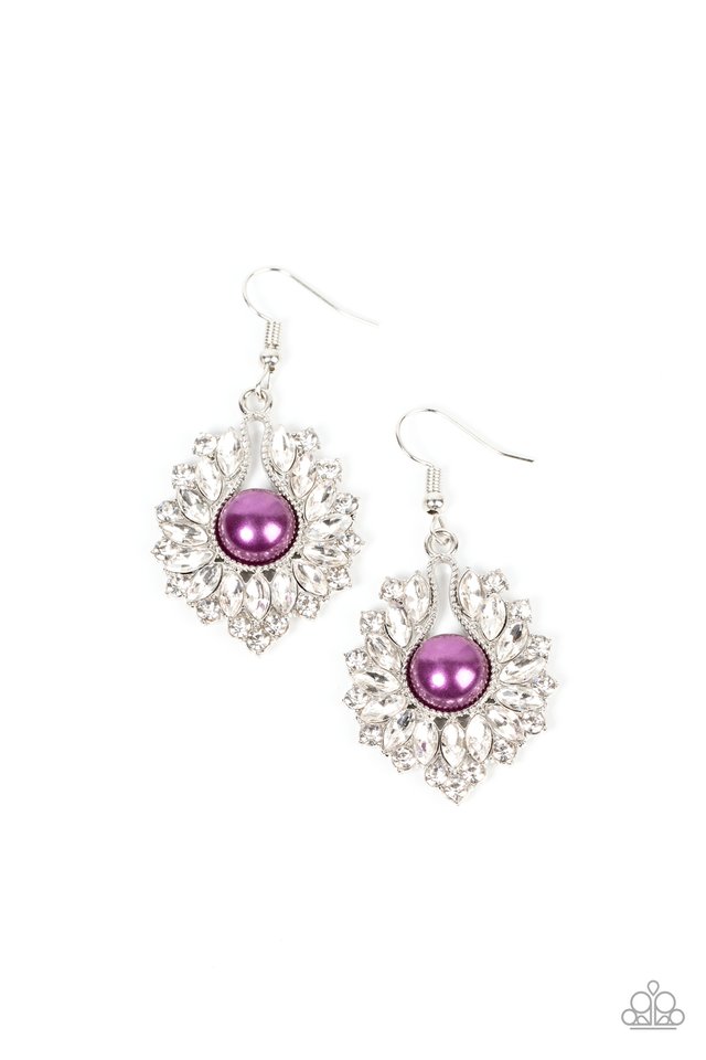 Crowns Required - Purple - Paparazzi Earring Image