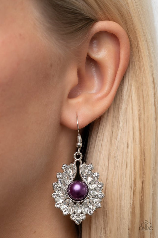 Crowns Required - Purple - Paparazzi Earring Image