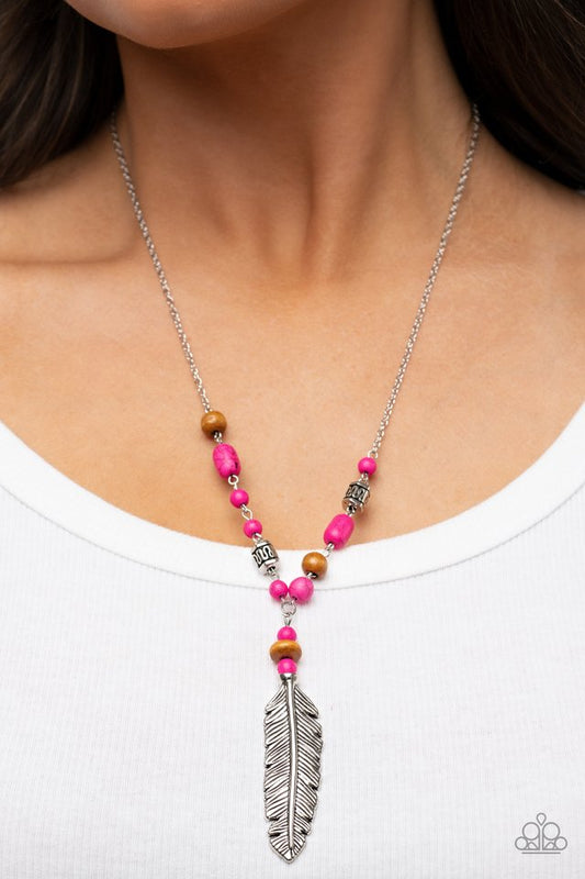 Watch Me Fly - Pink - Paparazzi Necklace Image
