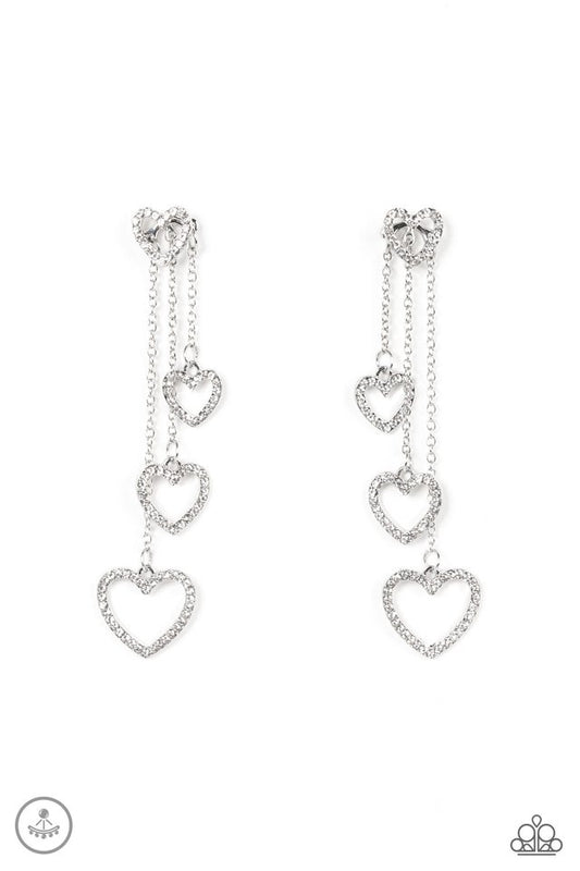 Falling In Love - White - Paparazzi Earring Image