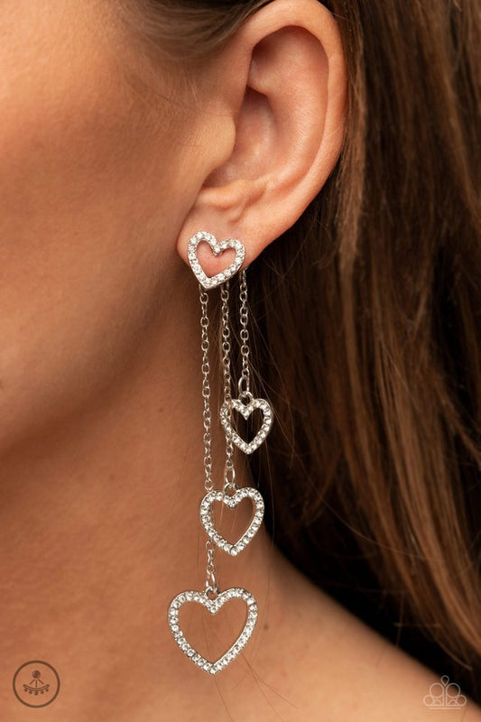 Falling In Love - White - Paparazzi Earring Image