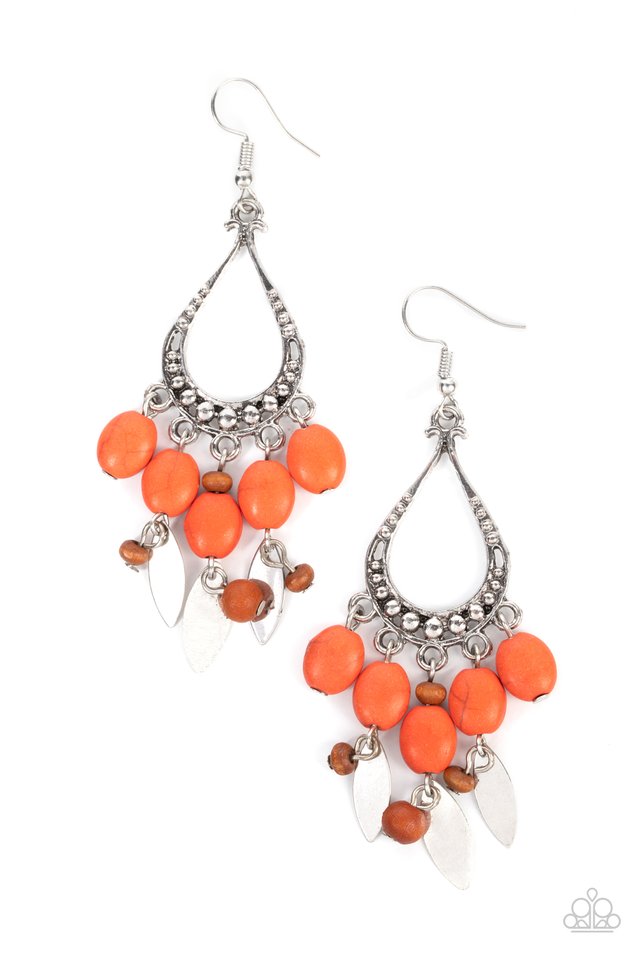 Adobe Air - Orange - Paparazzi Earring Image