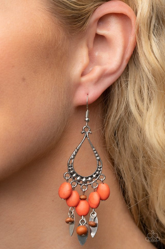 Adobe Air - Orange - Paparazzi Earring Image