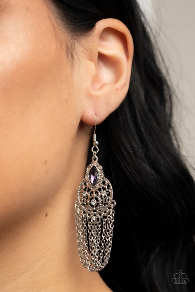 Pressed for CHIME - Purple - Paparazzi Earring Image