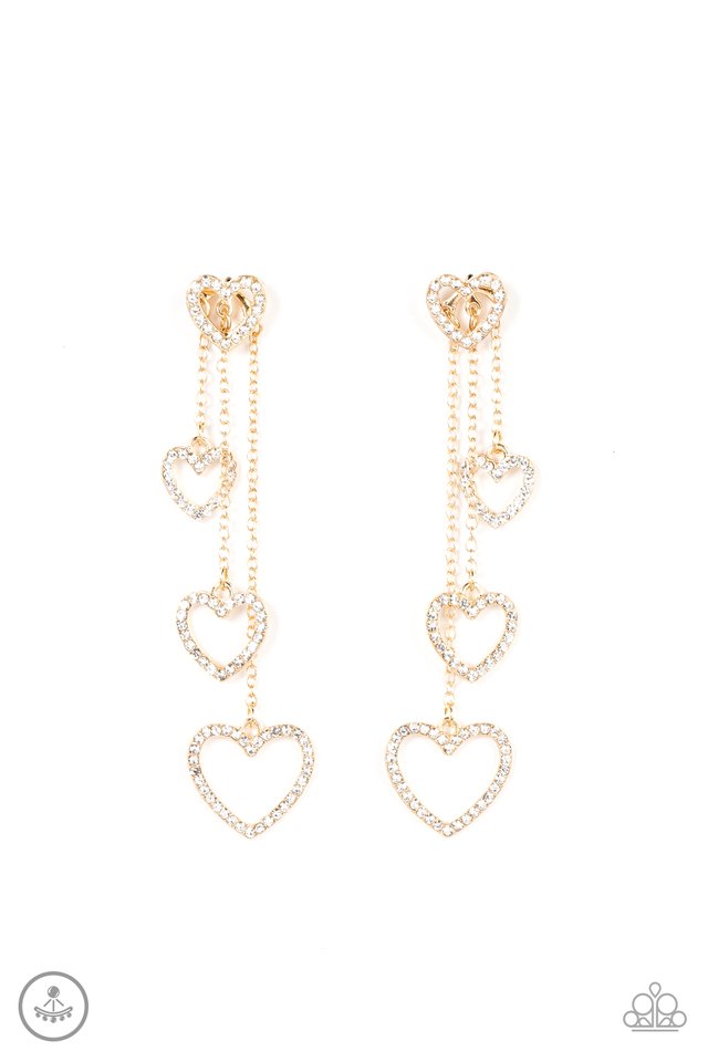 Falling In Love - Gold - Paparazzi Earring Image