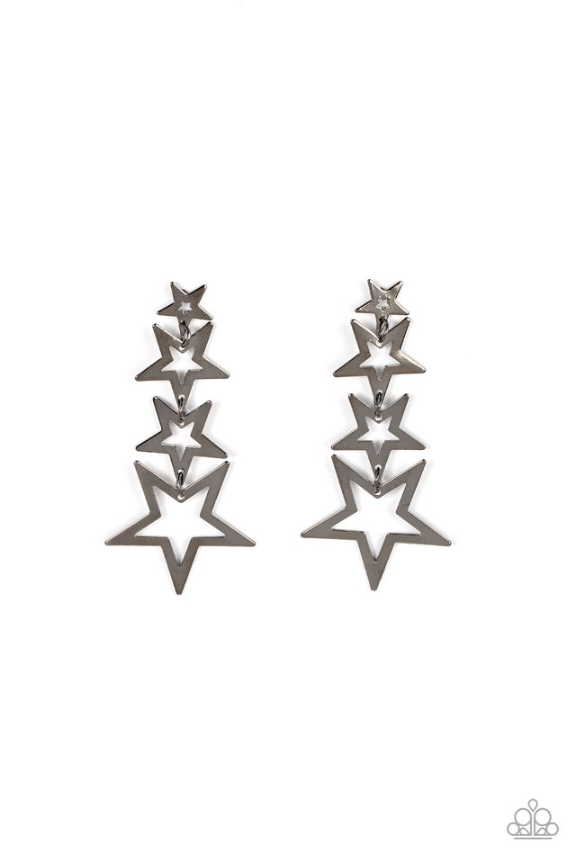 ​Superstar Crescendo - Black - Paparazzi Earring Image