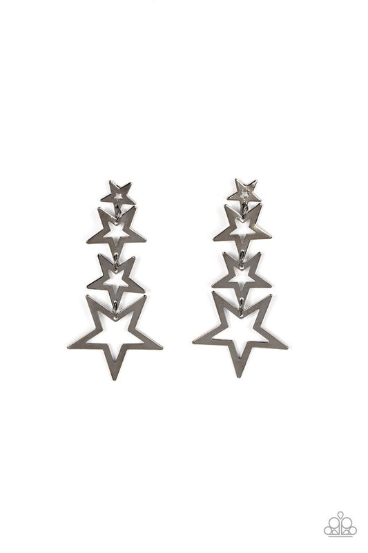 ​Superstar Crescendo - Black - Paparazzi Earring Image