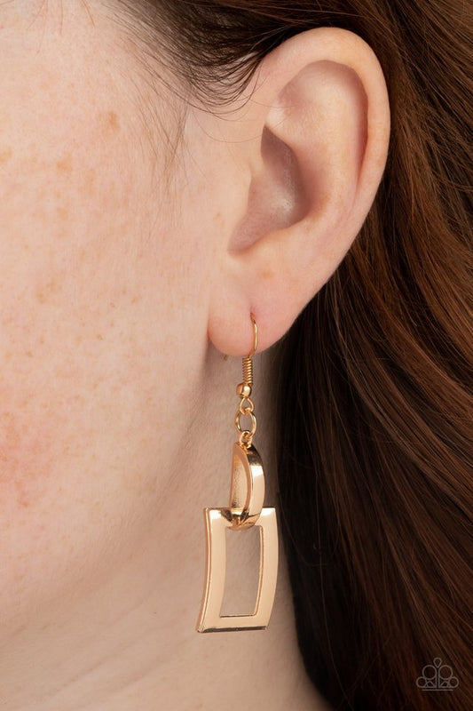 Blazing Buckles - Gold - Paparazzi Earring Image