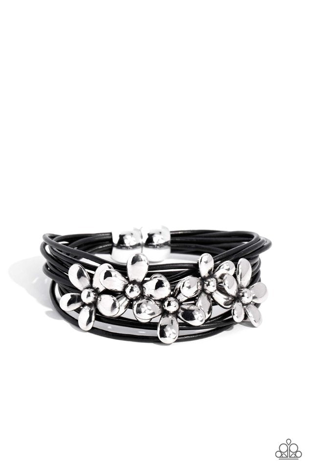 Here Comes the BLOOM - Black - Paparazzi Bracelet Image