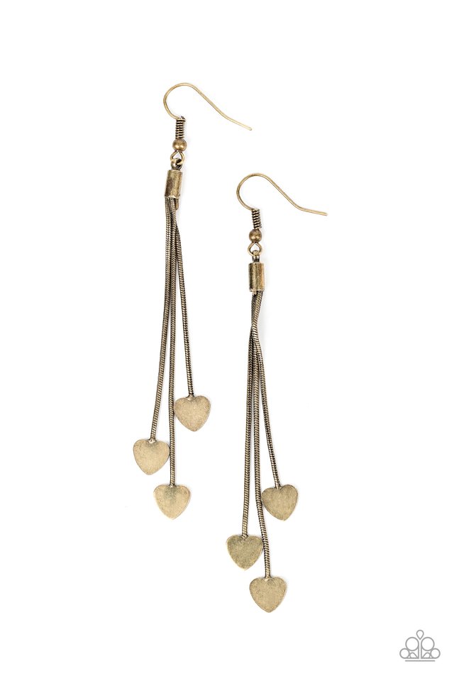 Higher Love - Brass - Paparazzi Earring Image